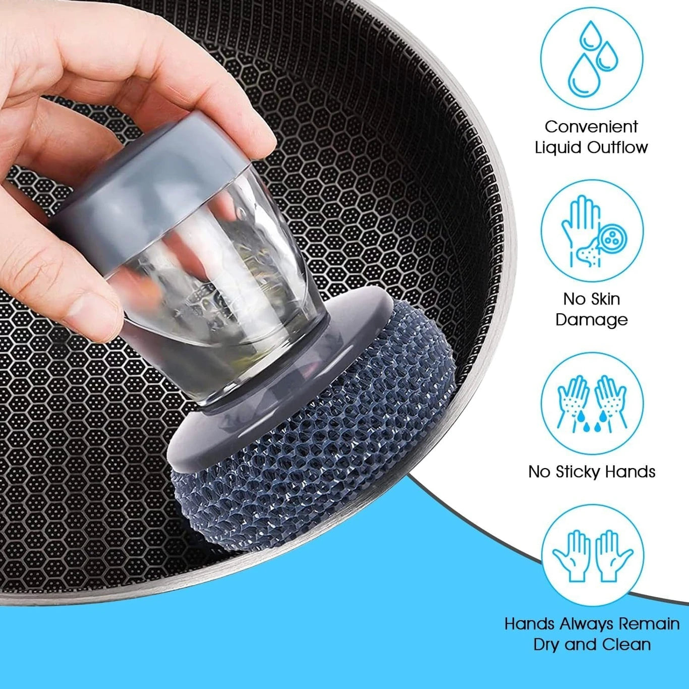 2-in-1 Liquid Soap Dispenser Palm Brush ⭐