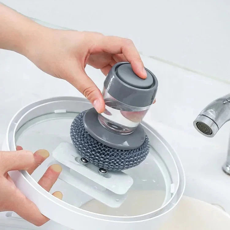 2-in-1 Liquid Soap Dispenser Palm Brush ⭐